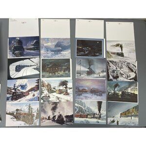 Leanin Tree Christmas Holiday Cards 32 Assortment Trains Scenic No Envelopes